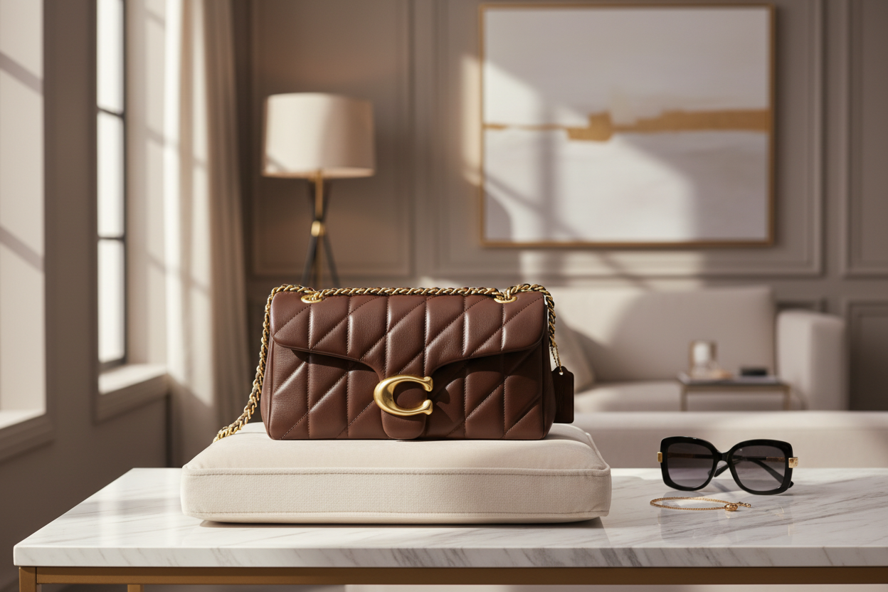 Coach Diamond Tabby Brown in luxurious setting