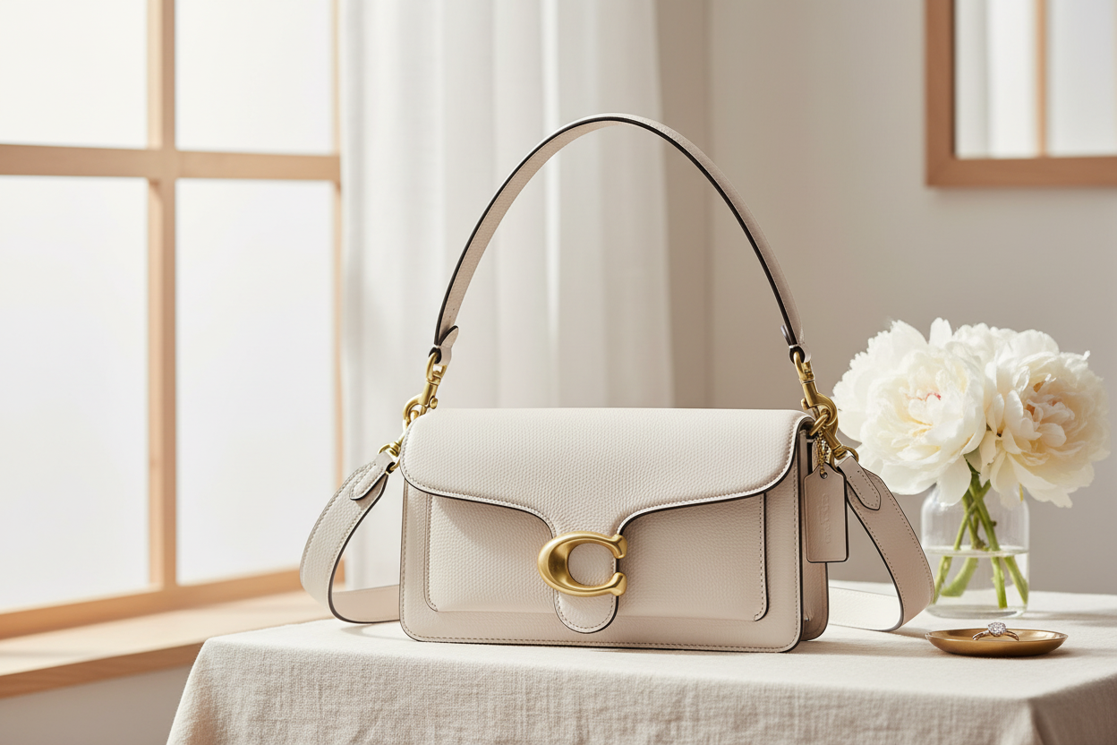 Tabby Bag Chalk in bright airy luxury setting